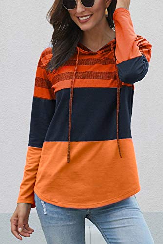 KINGFEN Sudadera con capucha para mujer de manga larga naranja Small