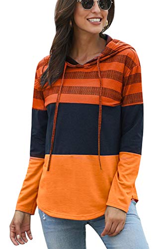 KINGFEN Sudadera con capucha para mujer de manga larga naranja Small