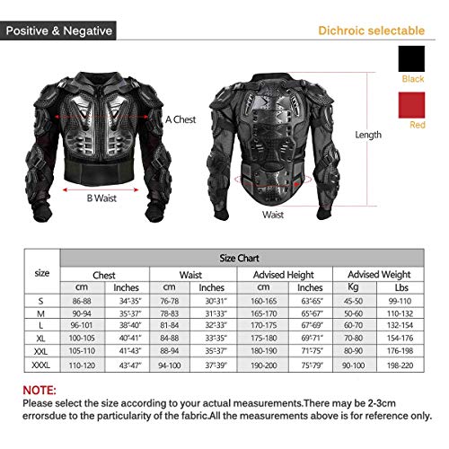 KINGUARD Chaqueta de Moto Chaqueta Protectora Cuerpo Armadura Profesional de Motocicleta Protección del Cuerpo Entero Spine Chest para Hombres Mujeres (Negro, XXL)