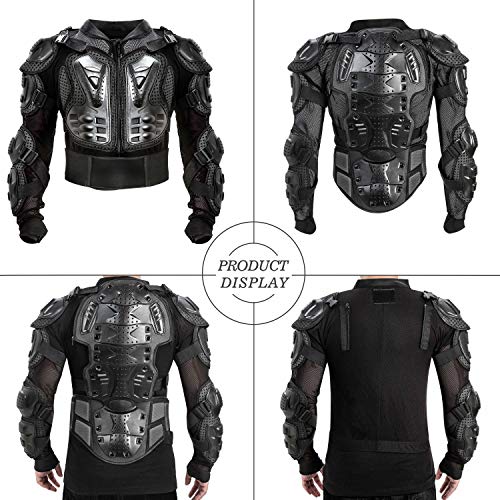 KINGUARD Chaqueta de Moto Chaqueta Protectora Cuerpo Armadura Profesional de Motocicleta Protección del Cuerpo Entero Spine Chest para Hombres Mujeres (Negro, XXL)