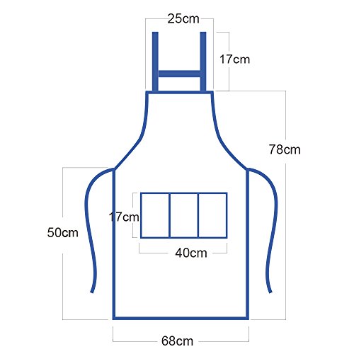 (Kit de 2) Unisex Delantal+Gorro Cocinero Delantal Mandil Original de Peto de Chef de Cocina para Hombre Mujer Negro Talla Única