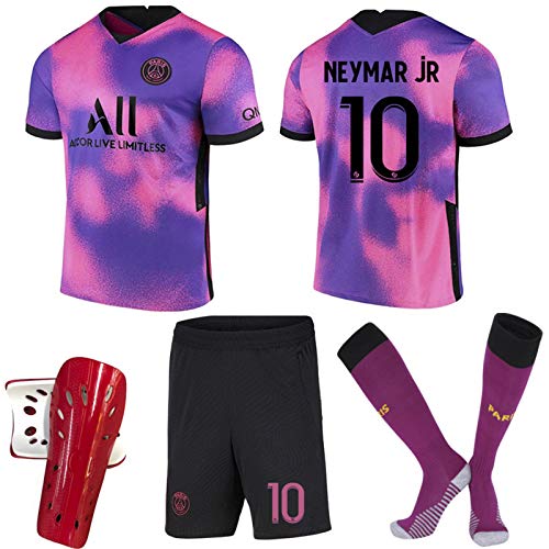 KK.YY 2021 Paris Three Away Jersey Rosa Violeta Camiseta de fútbol N ° 10 Neymar N ° 7 Mbappé Camiseta para niños