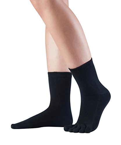 Knitido Essentials Midi | Calcetines con dedos en algodón hombre y mujer para uso cotidiano, Talla:35-38, Color:Negro (101)
