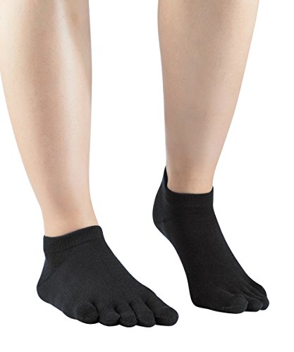 Knitido Everyday Essentials Sneaker | Calcetines Tobilleros con dedos en algodón para uso cotidiano, Talla:43-46, Color:Negro (101)