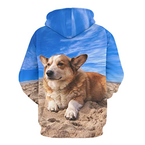 Knowikonwn Corgi In The Desert - Sudadera con capucha para hombre, color blanco