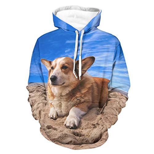 Knowikonwn Corgi In The Desert - Sudadera con capucha para hombre, color blanco