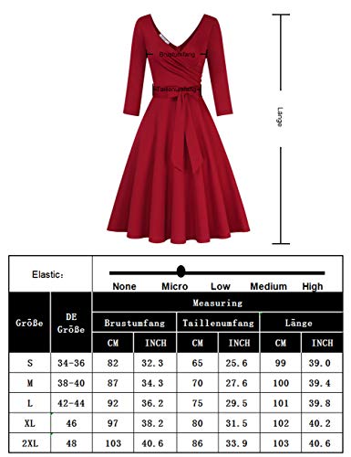 KOJOOIN Vestidos de Noche Vintage para Mujer Vestidos de los años 50 con Cuello en V Vestidos de cóctel Estilo Hepburn