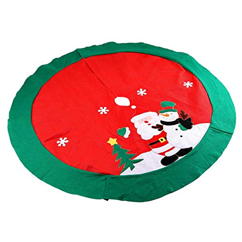 Kranich Falda de Árbol para Navidad Decoración Roja Vintage 100cm, Falda Roja para Arbol de Navidad con Diseño Fiestas de Navidad y Decorar Fiestas