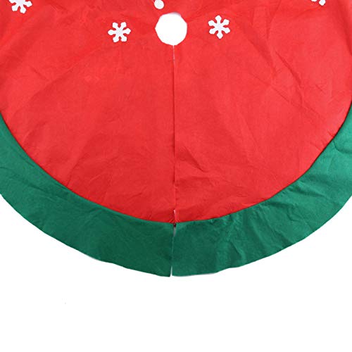 Kranich Falda de Árbol para Navidad Decoración Roja Vintage 100cm, Falda Roja para Arbol de Navidad con Diseño Fiestas de Navidad y Decorar Fiestas