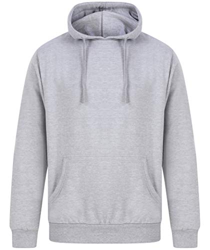Kratos Attire - Sudadera con capucha para hombre y mujer, de color liso, diseño con bolsillo de canguro, ajuste informal y corte entallado. Gris gris L