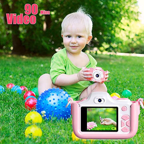 Kriogor Cámara de Fotos para Niños, Juguete Digital Cámara Zoom 2 Pulgadas 1080P HD Niño Niña Cumpleaños (Tarjeta Micro SD Incluida)