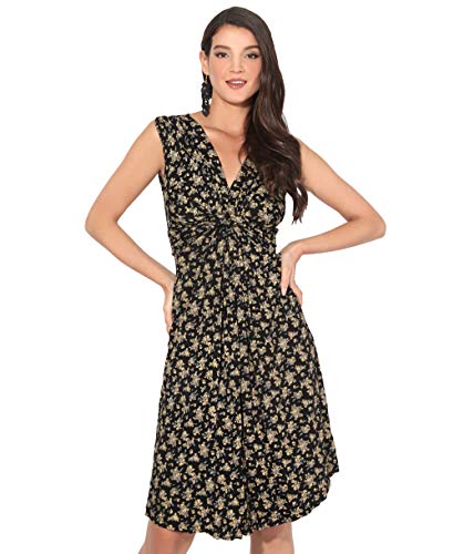 KRISP 3414-YEL-18, Vestido Corto Patinadora Vuelo Fruncido Busto, Amarillo (3414), 46