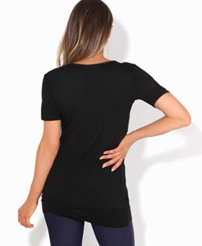 KRISP 5079-BLK-14, Camiseta Larga Manga Corta Talla Grande Básica, Negro, 42