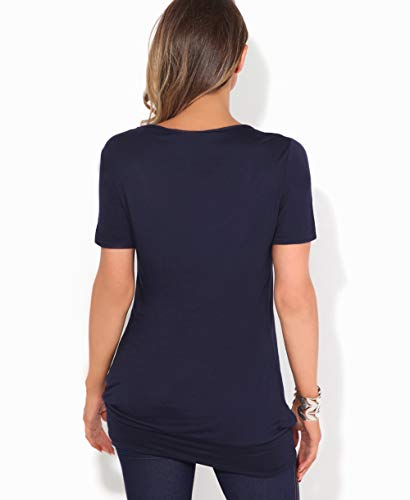 KRISP 5079-NVY-18, Camiseta Larga Manga Corta Talla Grande Básica, Azul Marino, 46