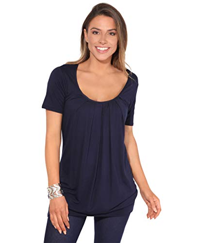 KRISP 5079-NVY-18, Camiseta Larga Manga Corta Talla Grande Básica, Azul Marino, 46