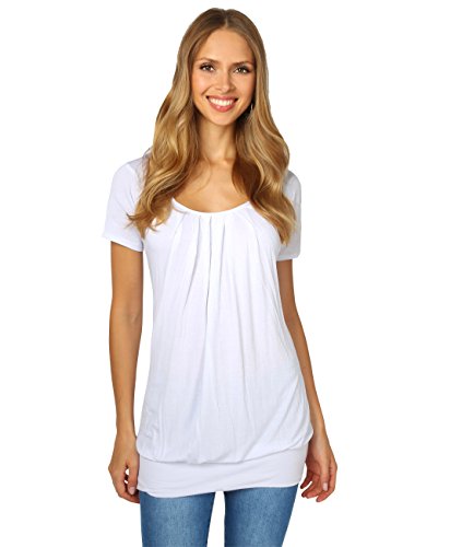 KRISP 5079-WHT-16, Camiseta Larga Manga Corta Talla Grande Básica, Blanco, 44