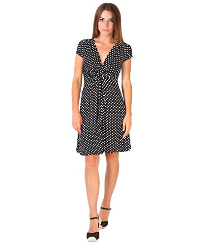 KRISP 6488-BLK-20, Vestido Corto Fruncido Busto, Negro (6488), 48