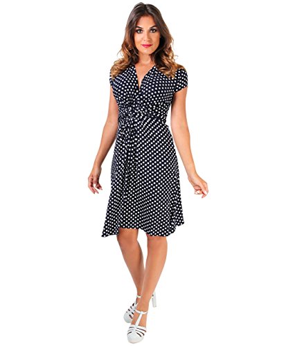 KRISP 6488-NVY-12, Vestido Corto Fruncido Busto, Azul Marino (6488), 40