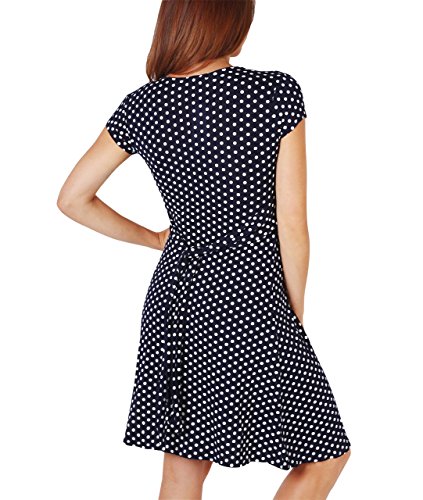 KRISP 6488-NVY-12, Vestido Corto Fruncido Busto, Azul Marino (6488), 40