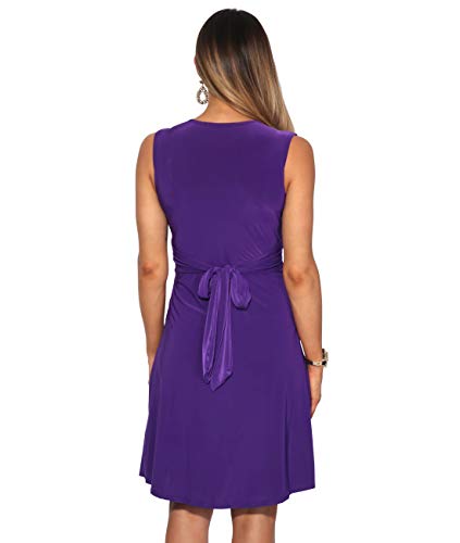 KRISP 9354-PUR-08, Vestido Corto Patinadora Vuelo Fruncido Busto, Morado (9354), 36