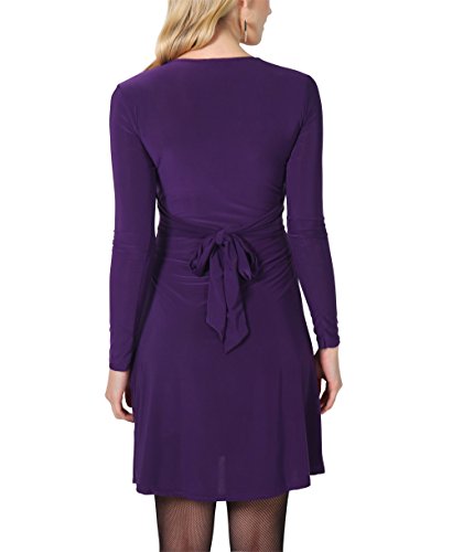 KRISP 9878-PUR-10, Vestido Mujer Talla Grande Boda Noche Manga Cóctel Barato Fiesta Elástico, Morado (9878), 38