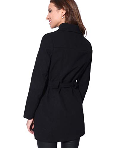 KRISP Abrigo Mujer Doble Abotonadura Paño Invierno Vestir Talla Grande, Negro (5651), 44, 5651-BLK-16