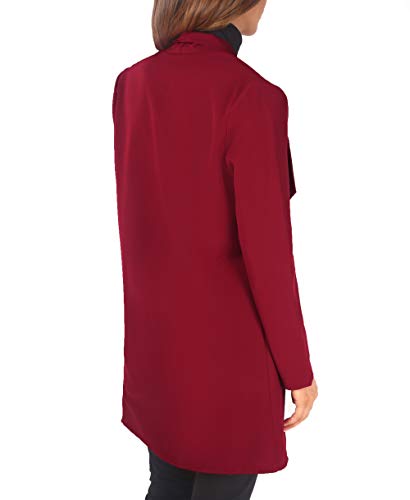 KRISP Blazer Mujer Largo Boyfriend Chaqueta Larga Elegante Barato Talla Grande Boda, (Burdeos, M), 5403-WIN-M