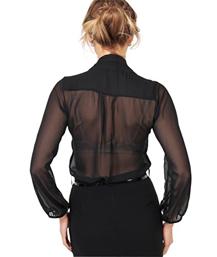 KRISP Blusa Mujer Cuello Lazo Elegante, Negro (9522), 36, 9522-BLK-08