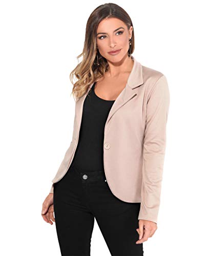 KRISP Chaqueta Mujer Vestir Casual Elegante Básica Blazer Talla Grande Traje Manga Larga Joven, (Piedra (3558), 38 EU (10 UK)), 3558-STN-10