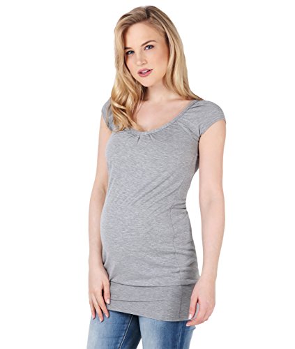 KRISP Mujer Camiseta Larga Básica Manga Corta (7604-GRY-14)