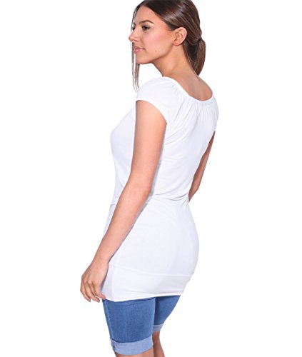 KRISP Mujer Camiseta Larga Básica Manga Corta (7604-WHT-10)