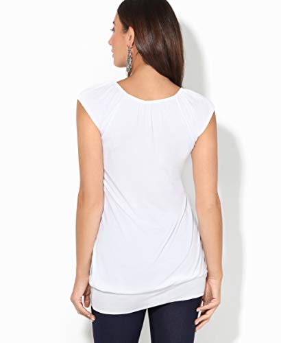 KRISP Mujer Camiseta Larga Básica Manga Corta (7604-WHT-10)