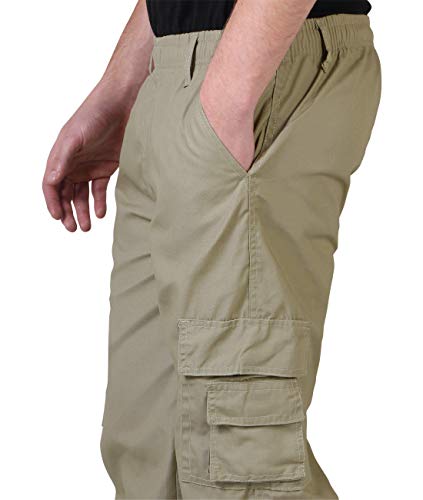KRISP Pantalón Hombre Casual Cargo Cómodos Bolsillos Laterales Baratos Algodón, Piedra, M, 7918-STN-M