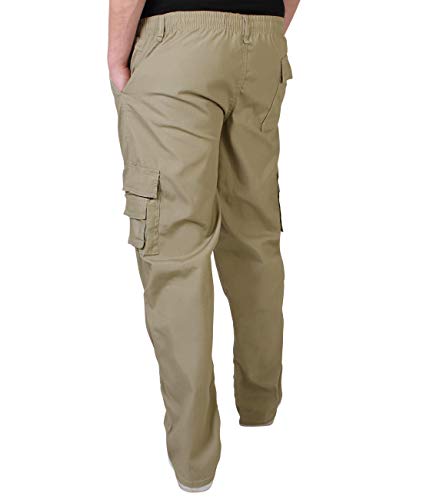 KRISP Pantalón Hombre Casual Cargo Cómodos Bolsillos Laterales Baratos Algodón, Piedra, M, 7918-STN-M