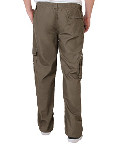 KRISP Pantalón Hombre Casual Cargo Cómodos Bolsillos Laterales Baratos Algodón, Topo, M, 7918-TAU-M