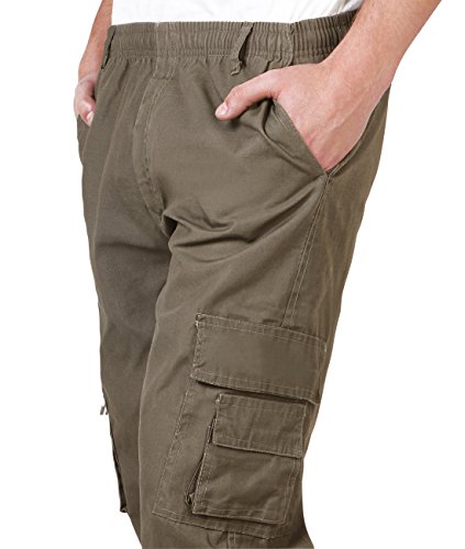 KRISP Pantalón Hombre Casual Cargo Cómodos Bolsillos Laterales Baratos Algodón, Topo, M, 7918-TAU-M