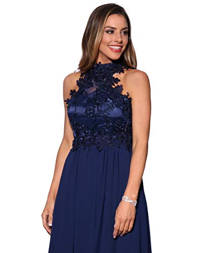 KRISP Vestido Fiesta Largo Dama de Honor Corte Imperio Invitada Boda Tallas Grandes Elegante Madrina Ceremonia, (Azul Marino (4812), 36 EU (08 UK)), 4812-NVY-08