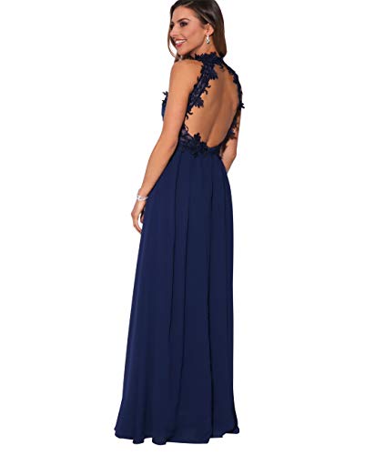 KRISP Vestido Fiesta Largo Dama de Honor Corte Imperio Invitada Boda Tallas Grandes Elegante Madrina Ceremonia, (Azul Marino (4812), 36 EU (08 UK)), 4812-NVY-08