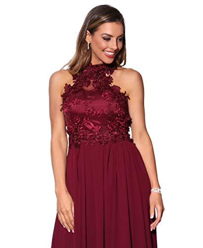 KRISP Vestido Fiesta Largo Dama de Honor Corte Imperio Invitada Boda Tallas Grandes Elegante Madrina Ceremonia, (Burdeos (4812), 36 EU (08 UK)), 4812-WIN-08