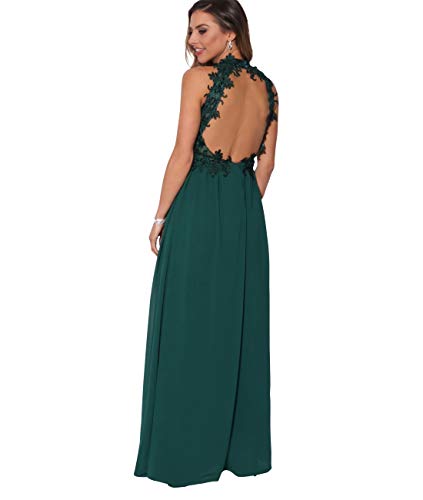KRISP Vestido Fiesta Largo Dama de Honor Corte Imperio Invitada Boda Tallas Grandes Elegante Madrina Ceremonia, (Verde Oscuro (4812), 46 EU (18 UK)), 4812-DKGRN-18
