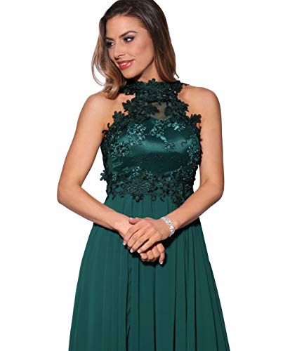 KRISP Vestido Fiesta Largo Dama de Honor Corte Imperio Invitada Boda Tallas Grandes Elegante Madrina Ceremonia, (Verde Oscuro (4812), 46 EU (18 UK)), 4812-DKGRN-18
