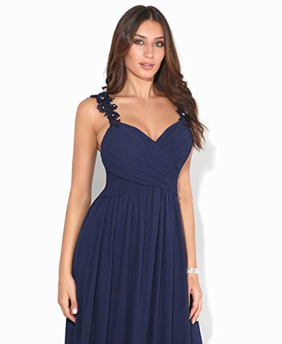 KRISP Vestido Fiesta Largo Gasa Dama Honor Corte Imperio Invitada Boda Talla Grande Elegante Madrina Ceremonia, (Azul Marino (2410), 40 EU (12 UK)), 2410-NVY-12