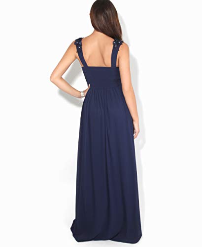 KRISP Vestido Fiesta Largo Gasa Dama Honor Corte Imperio Invitada Boda Talla Grande Elegante Madrina Ceremonia, (Azul Marino (2410), 40 EU (12 UK)), 2410-NVY-12