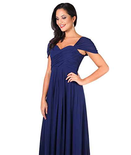 KRISP Vestido Fiesta Largo Talla Grande Boda Elegante Plisado Noche, (Azul Marino (4815), 42 EU (14 UK)), 4815-NVY-14, Azul Marino (4815), 42 EU (14 UK), 4815-NVY-14