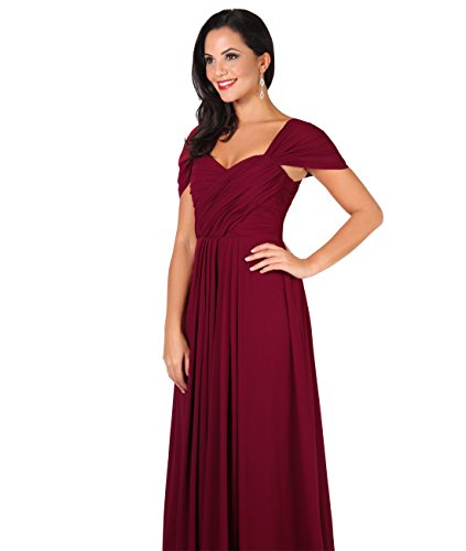 KRISP Vestido Fiesta Largo Talla Grande Boda Elegante Plisado Noche, (Burdeos (4815), 36 EU (08 UK)), 4815-WIN-08, Burdeos (4815), 36 EU (08 UK), 4815-WIN-08