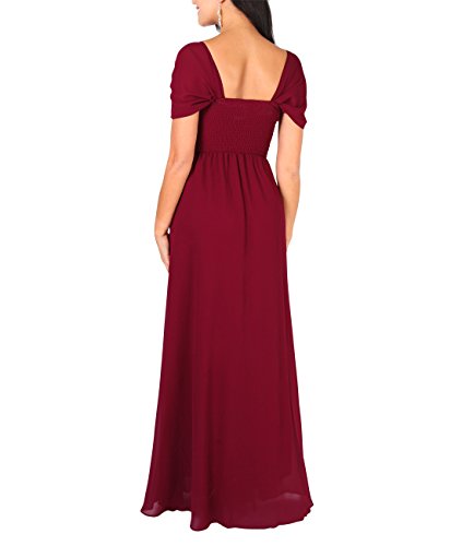 KRISP Vestido Fiesta Largo Talla Grande Boda Elegante Plisado Noche, (Burdeos (4815), 36 EU (08 UK)), 4815-WIN-08, Burdeos (4815), 36 EU (08 UK), 4815-WIN-08