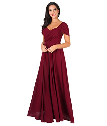 KRISP Vestido Fiesta Largo Talla Grande Boda Elegante Plisado Noche, (Burdeos (4815), 48 EU (20 UK)), 4815-WIN-20, Burdeos (4815), 48 EU (20 UK), 4815-WIN-20