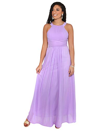 KRISP Vestido Fiesta Largo Talla Grande Boda Elegante Plisado Noche, Lila (3500), 46 EU (18 UK), 3500-LIL-18