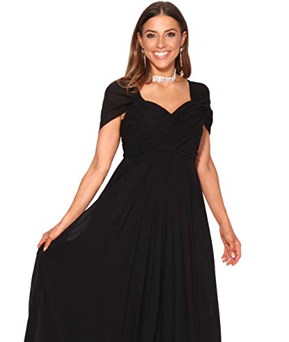 KRISP Vestido Fiesta Largo Talla Grande Boda Elegante Plisado Noche, (Negro (4815), 36 EU (08 UK)), 4815-BLK-08, Negro (4815), 36 EU (08 UK), 4815-BLK-08