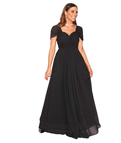 KRISP Vestido Fiesta Largo Talla Grande Boda Elegante Plisado Noche, (Negro (4815), 36 EU (08 UK)), 4815-BLK-08, Negro (4815), 36 EU (08 UK), 4815-BLK-08